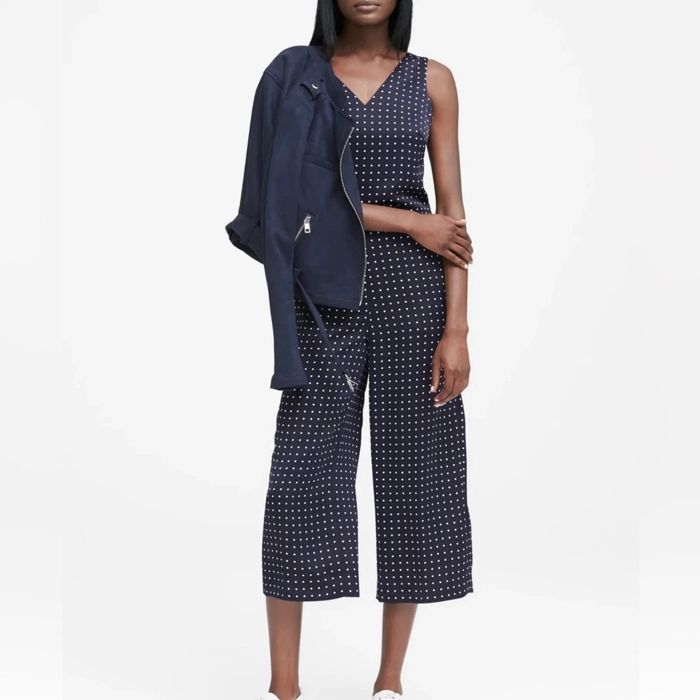 Banana Republic Navy and White Jumpsuit